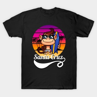 Surfer Monkey Santa Cruz California Retro Sun T-Shirt